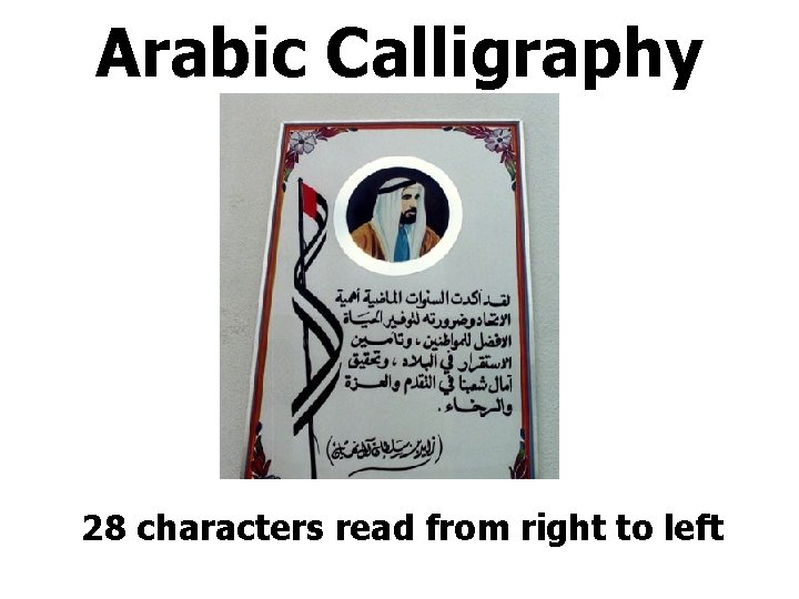 Arabic Calligraphy 28 characters read from right to left 