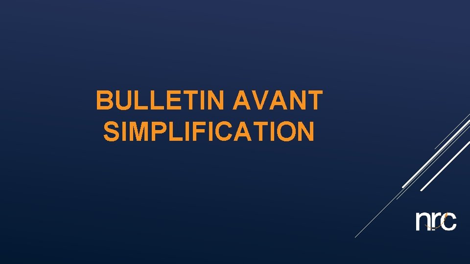 BULLETIN AVANT SIMPLIFICATION 