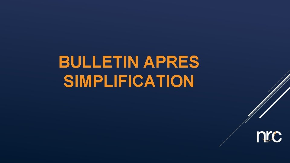 BULLETIN APRES SIMPLIFICATION 