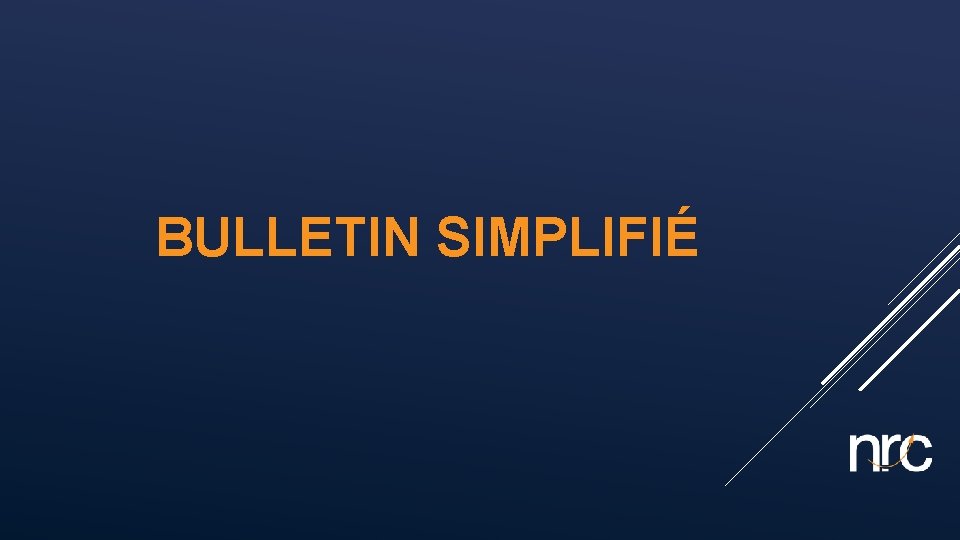 BULLETIN SIMPLIFIÉ 