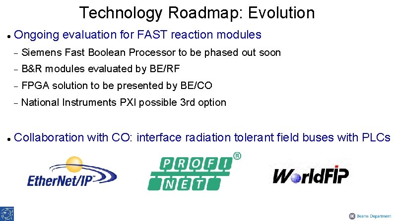 Technology Roadmap: Evolution Ongoing evaluation for FAST reaction modules Siemens Fast Boolean Processor to