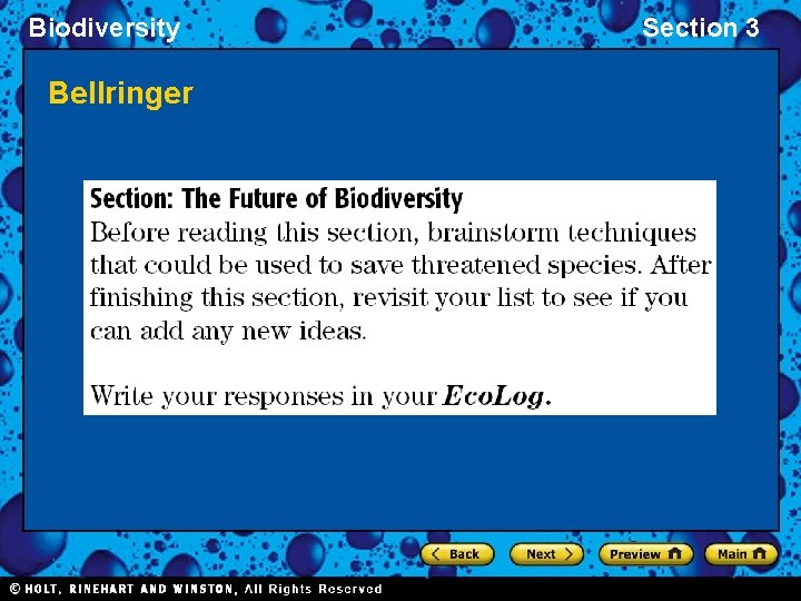 Biodiversity Bellringer Section 3 
