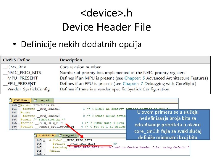 <device>. h Device Header File • Definicije nekih dodatnih opcija U ovom primeru se