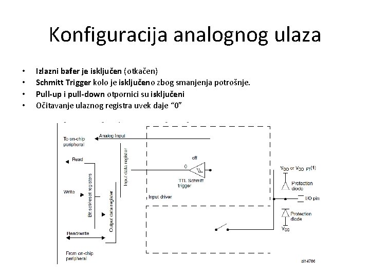 Konfiguracija analognog ulaza • • Izlazni bafer je isključen (otkačen) Schmitt Trigger kolo je