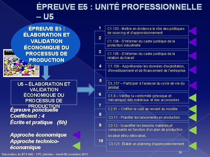 ÉPREUVE E 5 : UNITÉ PROFESSIONNELLE – U 5 ÉPREUVE E 5 : ÉLABORATION