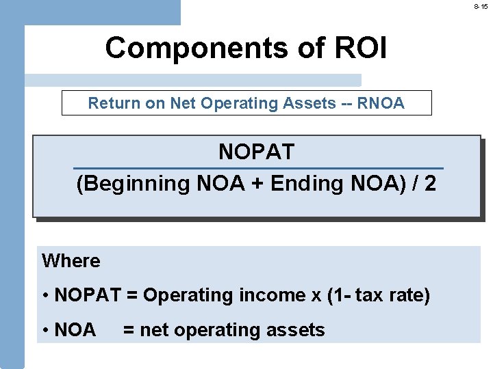 8 -15 Components of ROI Return on Net Operating Assets -- RNOA NOPAT (Beginning