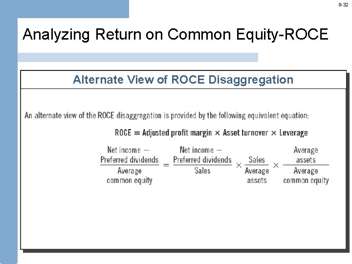 8 -32 Analyzing Return on Common Equity-ROCE Alternate View of ROCE Disaggregation 