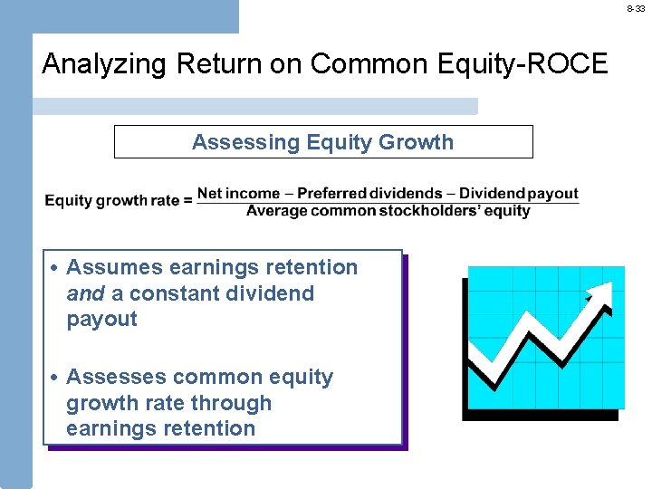 8 -33 Analyzing Return on Common Equity-ROCE Assessing Equity Growth • Assumes earnings retention