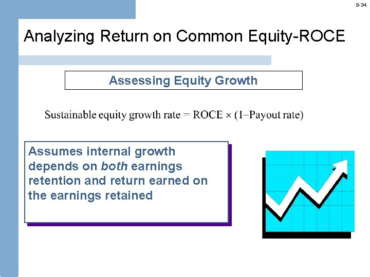 8 -34 Analyzing Return on Common Equity-ROCE Assessing Equity Growth Assumes internal growth depends