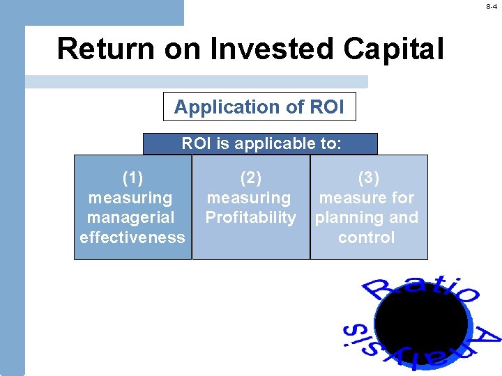 8 -4 Return on Invested Capital Application of ROI is applicable to: (1) (2)