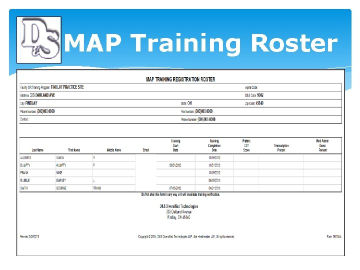 MAP Training Roster 