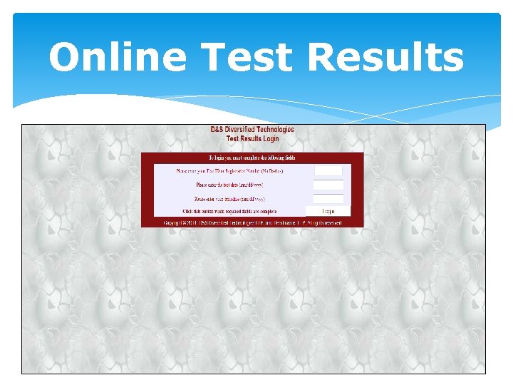 Online Test Results 