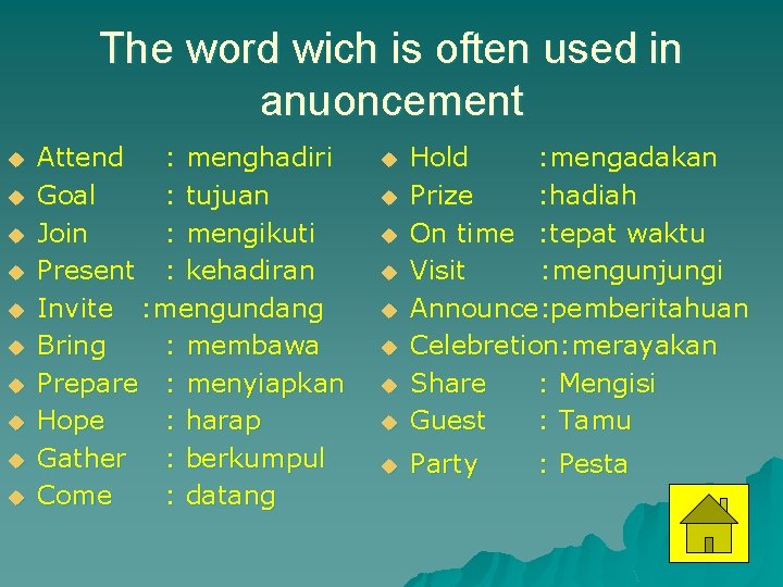 The word wich is often used in anuoncement u u u u u Attend