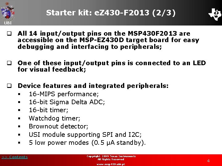 Starter kit: e. Z 430 -F 2013 (2/3) UBI q All 14 input/output pins