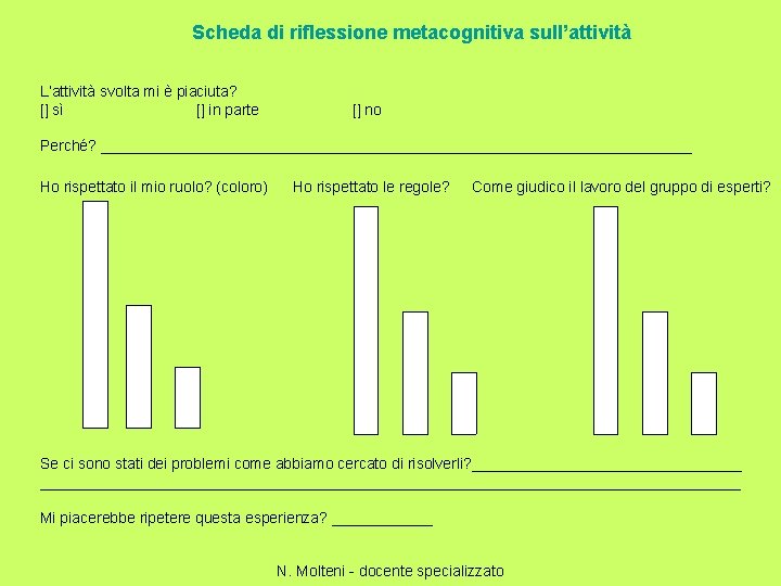 Scheda di riflessione metacognitiva sull’attività L’attività svolta mi è piaciuta? [] sì [] in