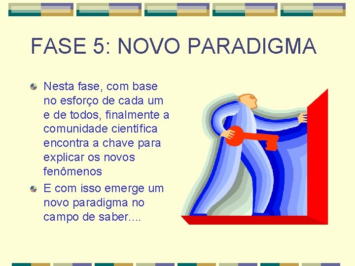 FASE 5: NOVO PARADIGMA Nesta fase, com base no esforço de cada um e
