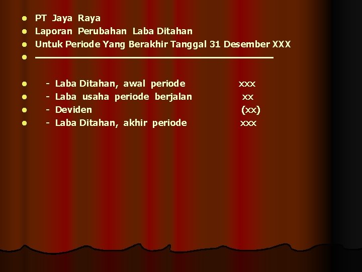 PT Jaya Raya l Laporan Perubahan Laba Ditahan l Untuk Periode Yang Berakhir Tanggal PT Jaya Raya l Laporan Perubahan Laba Ditahan l Untuk Periode Yang Berakhir Tanggal
