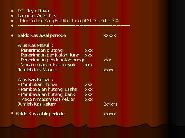 l l PT Jaya Raya Laporan Arus Kas Untuk Periode Yang Berakhir Tanggal 31 l l PT Jaya Raya Laporan Arus Kas Untuk Periode Yang Berakhir Tanggal 31