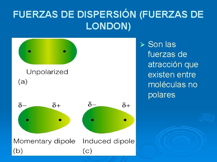 FUERZAS DE DISPERSIÓN (FUERZAS DE LONDON) Ø Son las fuerzas de atracción que existen