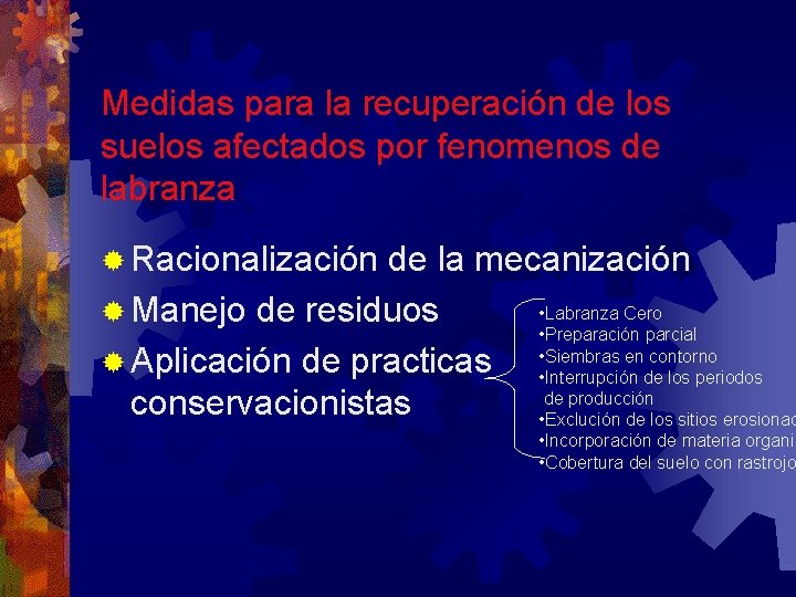 Medidas para la recuperación de los suelos afectados por fenomenos de labranza ® Racionalización