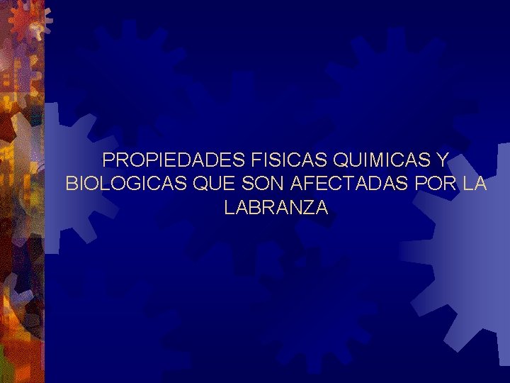 PROPIEDADES FISICAS QUIMICAS Y BIOLOGICAS QUE SON AFECTADAS POR LA LABRANZA 