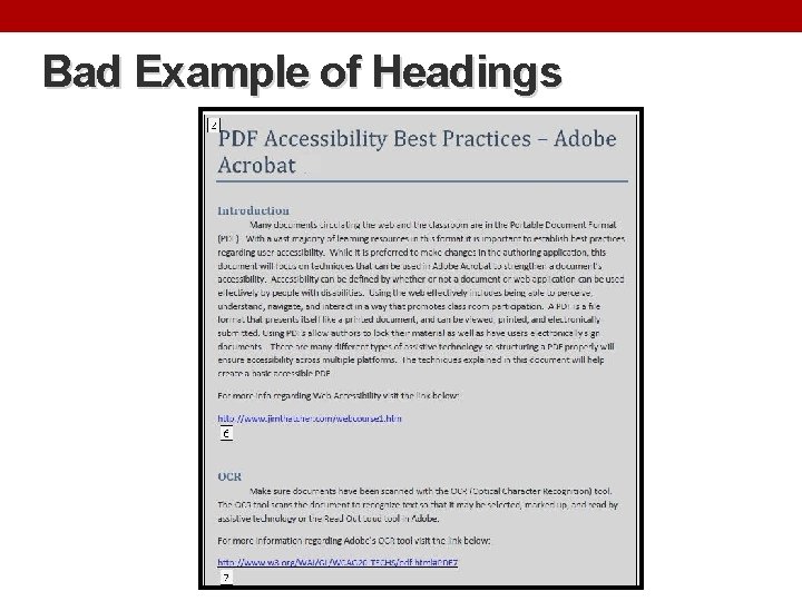 Bad Example of Headings 