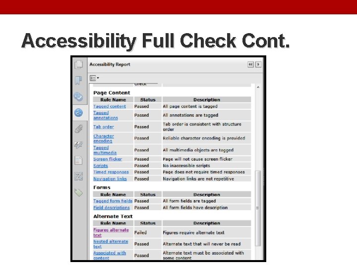 Accessibility Full Check Cont. 