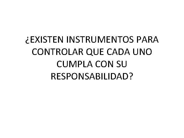 ¿EXISTEN INSTRUMENTOS PARA CONTROLAR QUE CADA UNO CUMPLA CON SU RESPONSABILIDAD? 