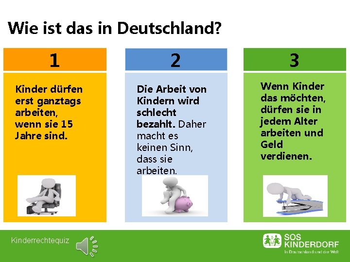 Wie ist das in Deutschland? 1 Kinder dürfen erst ganztags arbeiten, wenn sie 15