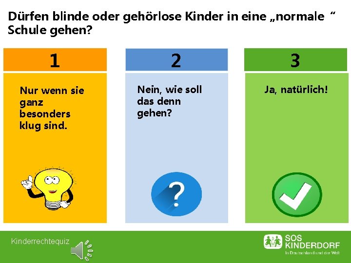 Dürfen blinde oder gehörlose Kinder in eine „normale“ Schule gehen? 1 Nur wenn sie