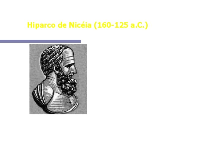 Hiparco de Nicéia (160 -125 a. C. ) Considerado o maior astrônomo da era