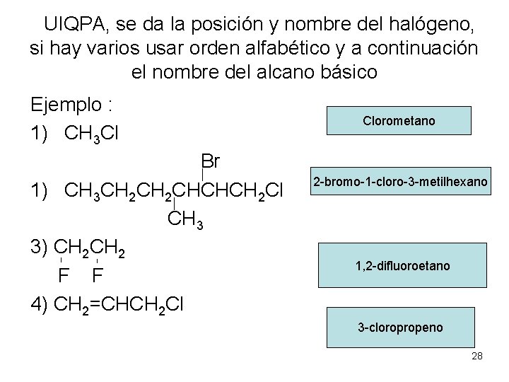 UIQPA, se da la posición y nombre del halógeno, si hay varios usar orden