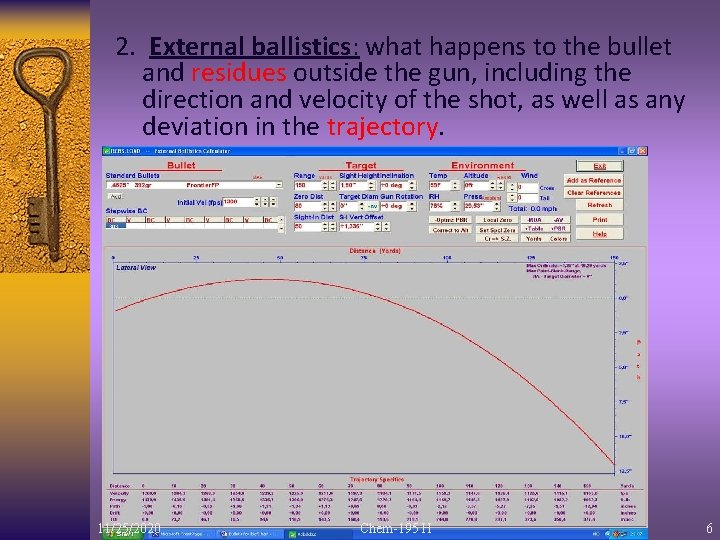 2. External ballistics: what happens to the bullet and residues outside the gun, including