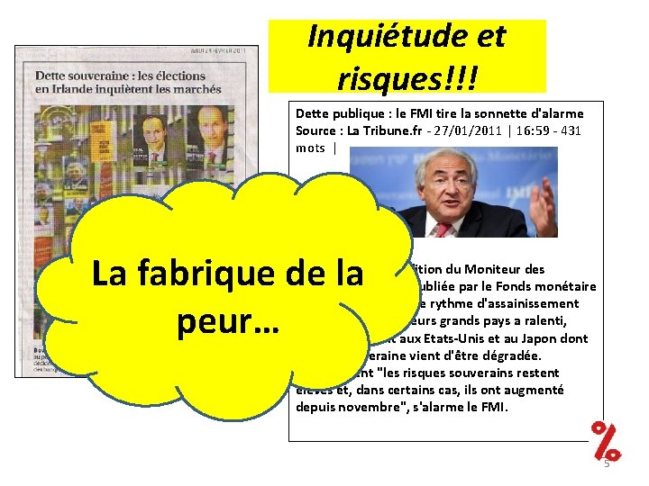 Inquiétude et risques!!! Dette publique : le FMI tire la sonnette d'alarme Source :