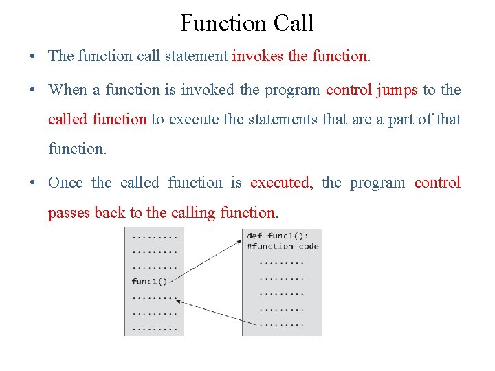Function Call • The function call statement invokes the function. • When a function Function Call • The function call statement invokes the function. • When a function
