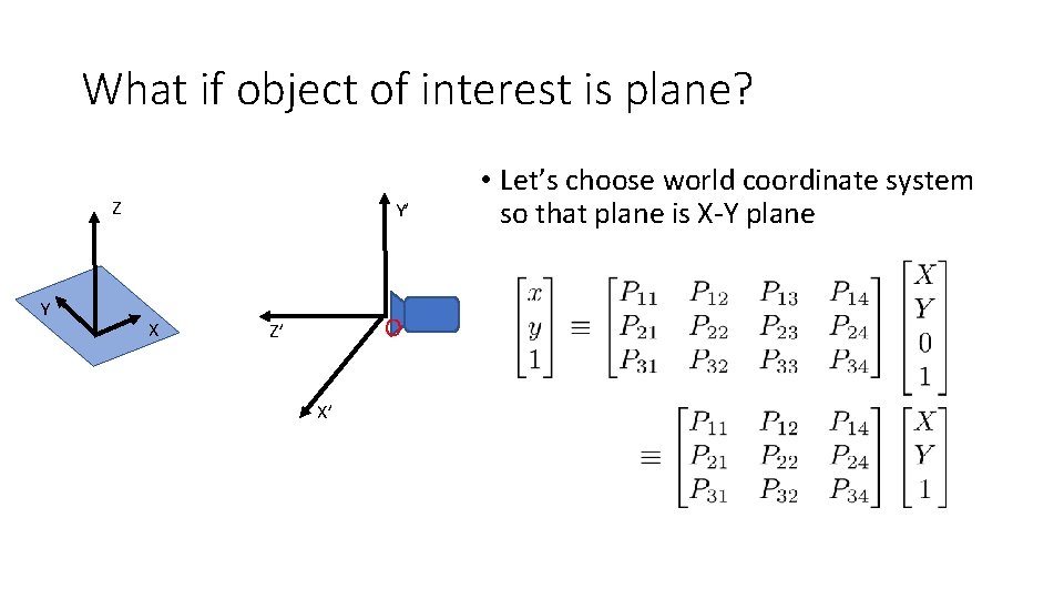 What if object of interest is plane? Z Y Y’ X O Z’ X’