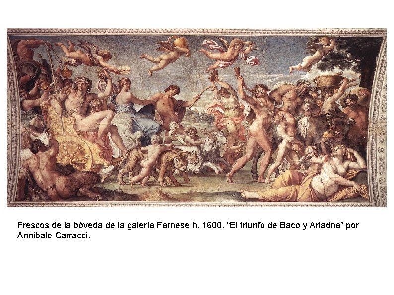 Frescos de la bóveda de la galería Farnese h. 1600. “El triunfo de Baco