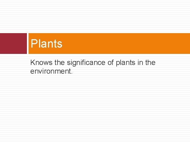 Plants Knows the significance of plants in the environment. 