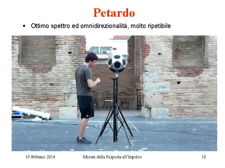 Petardo § Ottimo spettro ed omnidirezionalità, molto ripetibile 19 febbraio 2014 Misura della Risposta