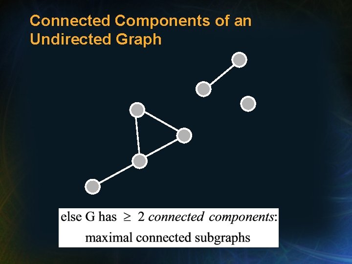 Connected Components of an Undirected Graph Connected Components of an Undirected Graph