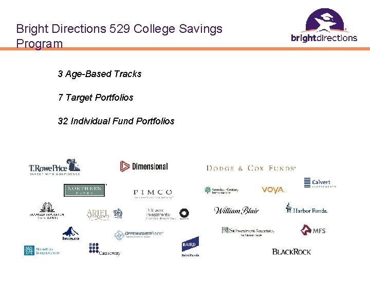 Bright Directions 529 College Savings Program 3 Age-Based Tracks 7 Target Portfolios 32 Individual