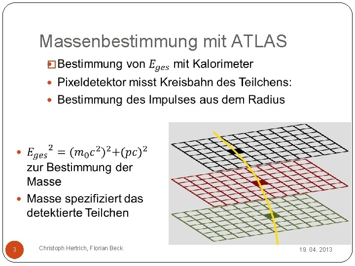 Massenbestimmung mit ATLAS � 3 Christoph Hertrich, Florian Beck 19. 04. 2013 