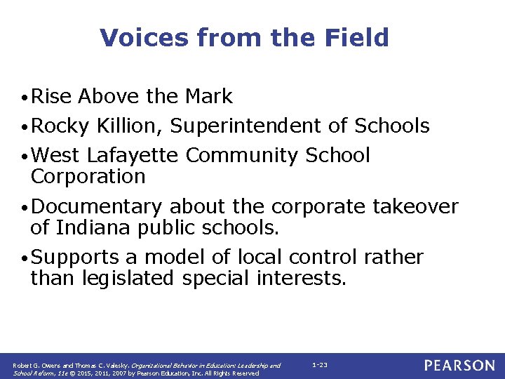 Voices from the Field • Rise Above the Mark • Rocky Killion, Superintendent of