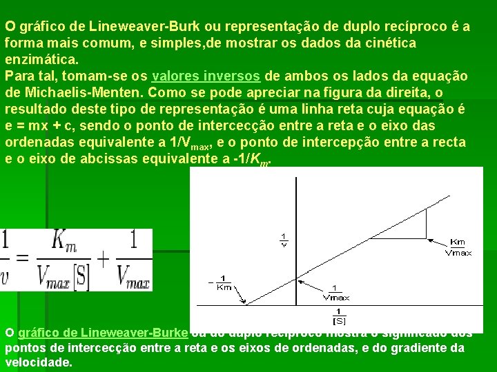 O gráfico de Lineweaver-Burk ou representação de duplo recíproco é a forma mais comum,