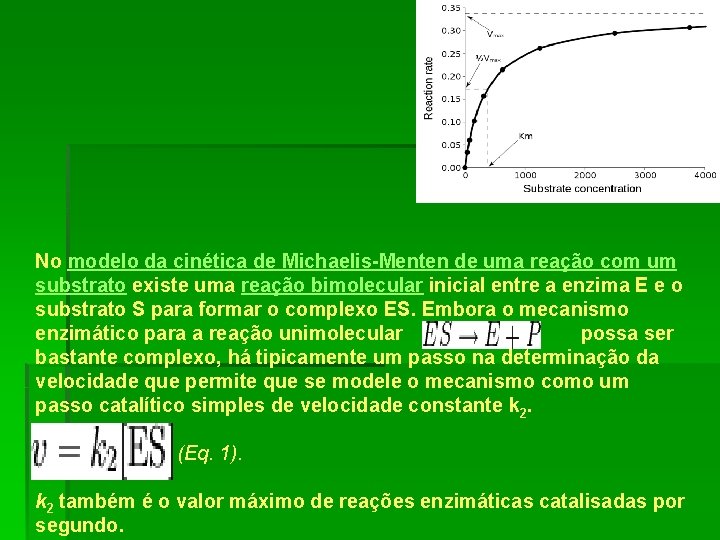 No modelo da cinética de Michaelis-Menten de uma reação com um substrato existe uma