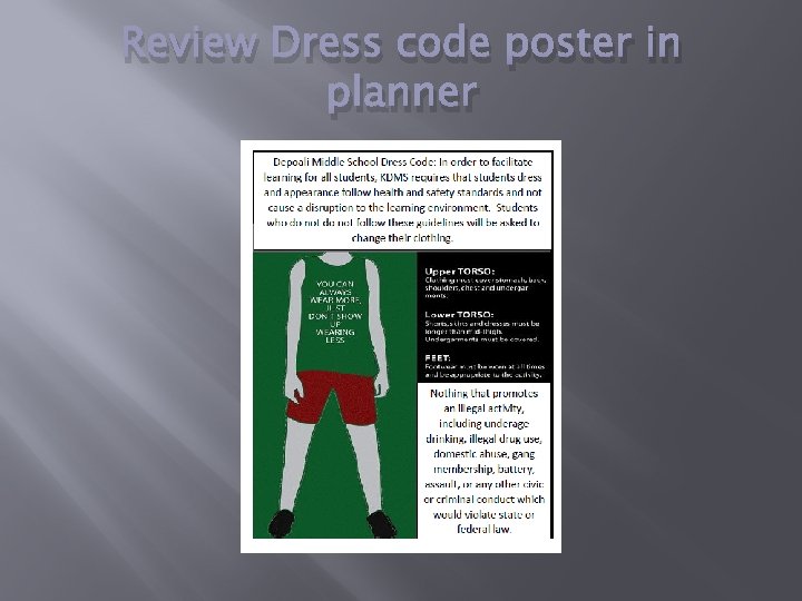 Review Dress code poster in planner 