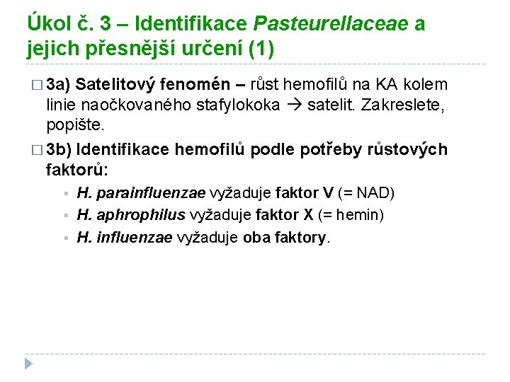 Úkol č. 3 – Identifikace Pasteurellaceae a jejich přesnější určení (1) � 3 a)