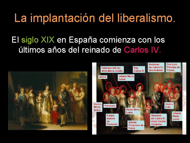 La implantación del liberalismo. El siglo XIX en España comienza con los últimos años