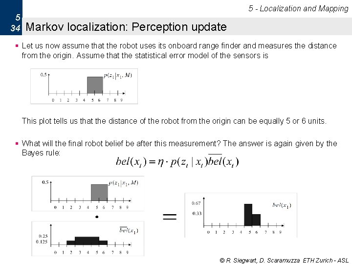 5 - Localization and Mapping 5 34 Markov localization: Perception update § Let us