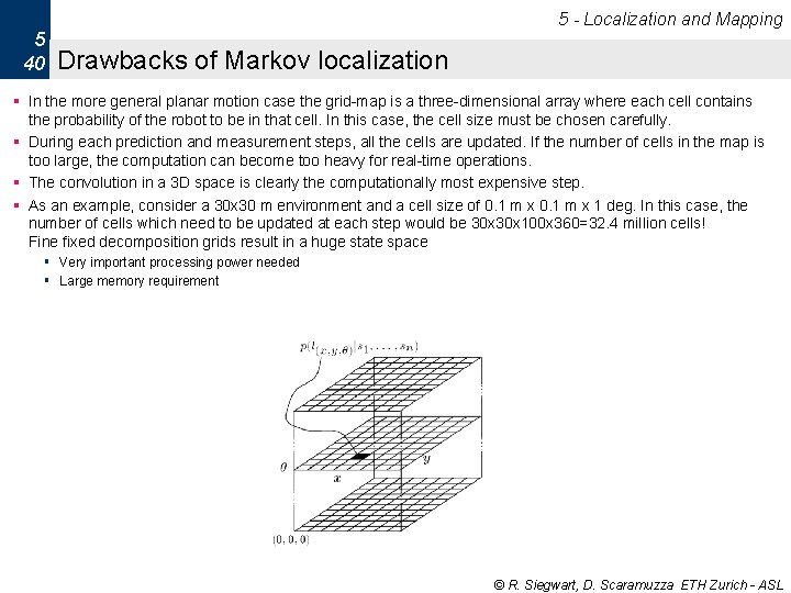 5 - Localization and Mapping 5 40 Drawbacks of Markov localization § In the